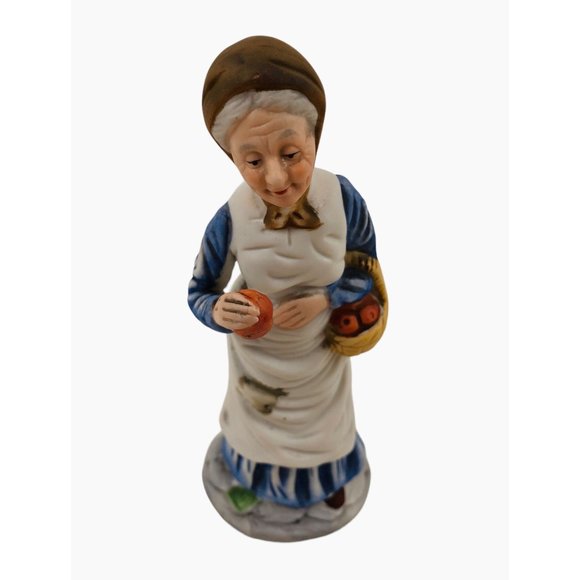 Vintage Porcelain Old Woman Farmer Fruit Vegetable Harvest Farmhouse Home Decor - Picture 10 of 10